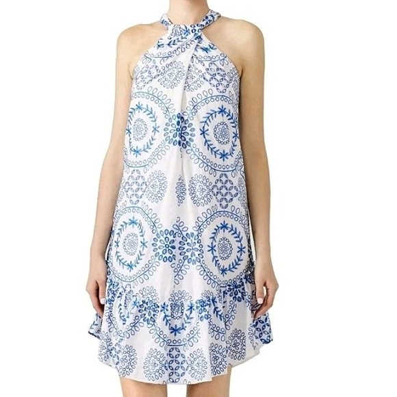 Trina Turk Dresses & Skirts - Trina Turk Dress‎ Small Kori Ruffled Embroidered Mini Flouce Bow Cottage Boho